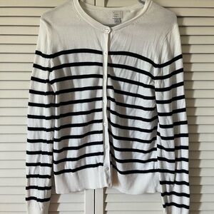 a new day White Cardigan with Black Stripes
